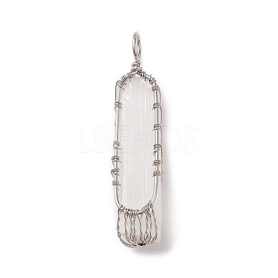 Copper Wire Wrapped Natural Selenite Big Pendants KK-E086-01P-1