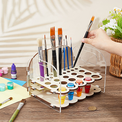 Acrylic & Wood Oil Painting Brush Pen Storage Rack ODIS-WH0043-245-1