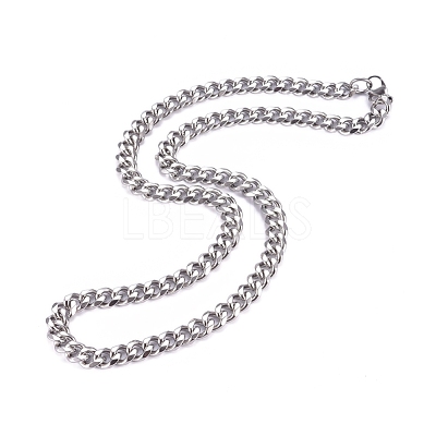 Non-Tarnish Men's 201 Stainless Steel Cuban Link Chain Necklaces NJEW-G340-22P-1