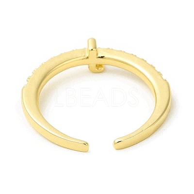 Clear Cubic Zirconia Initial Letter Open Cuff Ring RJEW-H120-09G-J-1
