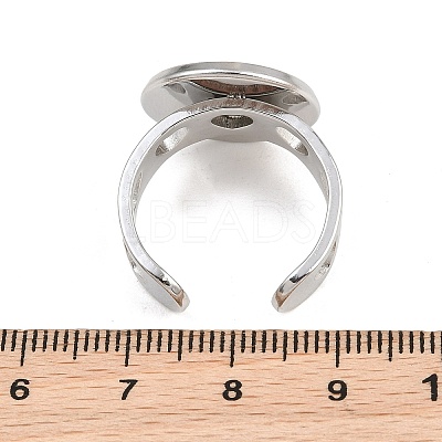 Hollow Heart 304 Stainless Steel Cuff Ring Components SA-CBA82C8-02E-P-1