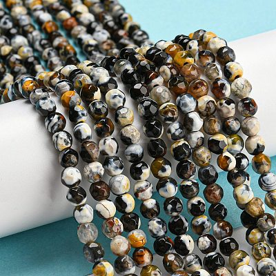 Dyed Natural Fire Crackle Agate Beads Strands G-G007-01-1