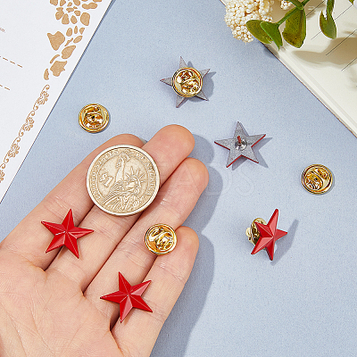 12Pcs Star Alloy Lapel Pin Backs for Backpack Clothes JEWB-FH0003-07B-1