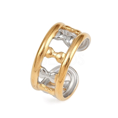 304 Stainless Steel Double Color Cuff Rings RJEW-S635-01GP-12-1