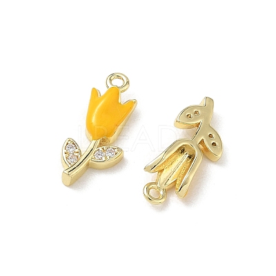 Brass Micro Pave Clear Cubic Zirconia and Enamel Charms KK-A300-22G-03-1