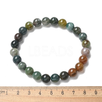 Natural Indian Agate Bead Stretch Bracelets X-BJEW-K212-B-010-1