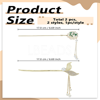 2Pcs 2 Styles Alloy Enamel Hair Sticks OHAR-LP0004-10-1
