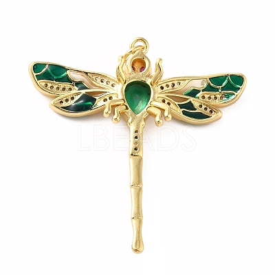 Rack Plating Brass Micro Pave Cubic Zirconia Pendants KK-E281-07G-01-1