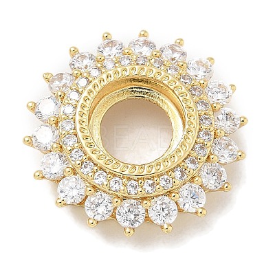 Rack Plating Brass Micro Pave Clear Cubic Zirconia Cabochon Connector Setttings KK-L224-027G-01-1