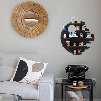 5-Tier Multipurpose Crescent Moon Wood Wall Mounted Minifigures Organizer Display Shelf ODIS-WH0038-169-1