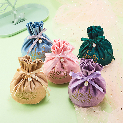 Velvet Jewelry Drawstring Gift Bags ABAG-CJC0003-03C-1
