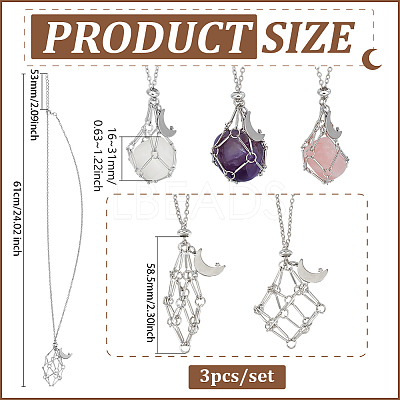 3Pcs Alloy Pendant Necklaces NJEW-PH01576-1