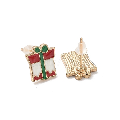 9 Pairs Christmas Alloy Enamel Stud Earrings EJEW-G449-01G-1