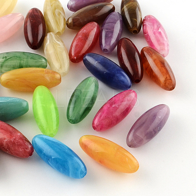 Oval Imitation Gemstone Acrylic Beads OACR-R031-M-1