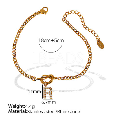 304 Stainless Steel Micro Pave Clear Cubic Zirconia Charm Bracelets WG4D47F-19-1