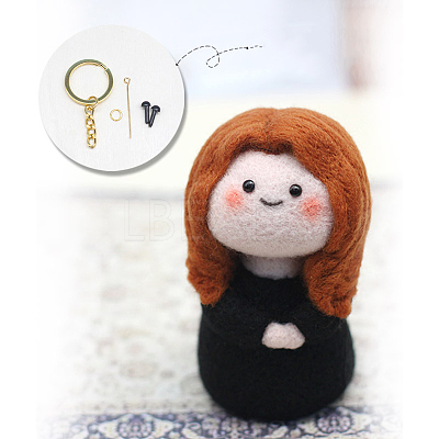 Elegant Woman DIY Keychain Needle Felting Kit DIY-I098-04-1