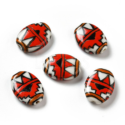 Handmade Printed Porcelain Beads PORC-F005-01E-1