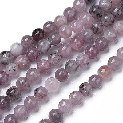 Natural Lepidolite/Purple Mica Beads Strands G-G770-04A-10mm-1