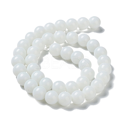 Opaque Solid Color Glass Round Beads Strands X-GLAA-F032-8mm-01-1