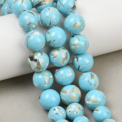 Synthetic Turquoise and Sea Shell Assembled Graduated Beads Strands GG-CBA2AE1-A07-D-1