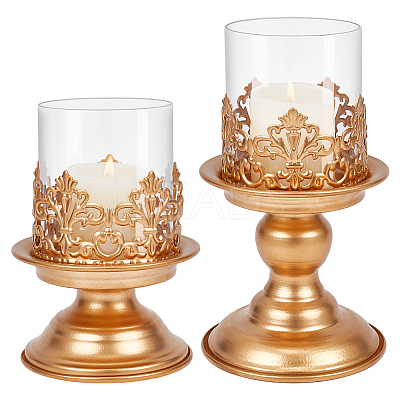 Iron Glass Candle Holder AJEW-WH0796-88A-1