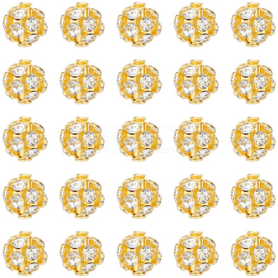 120Pcs Brass Rhinestone Beads KK-PA0001-26G-1