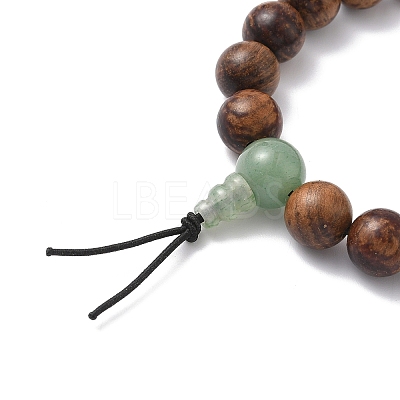 2Pcs 2 Styles Natural Wood & Green Aventurine Round Beads Stretch Bracelets for Men Women BJEW-JB12349-1