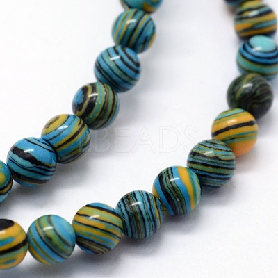 Synthetic Malachite Beads Strands G-I199-32-8mm-E-1