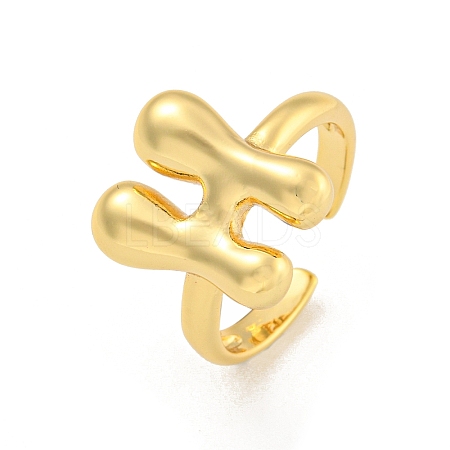 Brass Letter Open Cuff Rings for Women RJEW-G313-01H-G-1