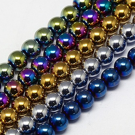 Electroplate Non-magnetic Synthetic Hematite Beads Strands G-J169A-6mm-M-1