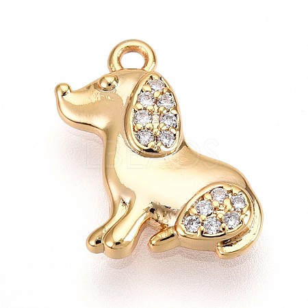 Brass Micro Pave Clear Cubic Zirconia Pendants KK-T075-05G-1