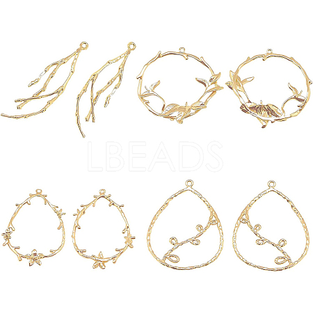 BENECREAT 16Pcs 4 Style Brass Pendants KK-BC0001-84G-1