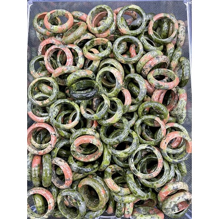 Natural Unakite Finger Rings WG8089A-14-1