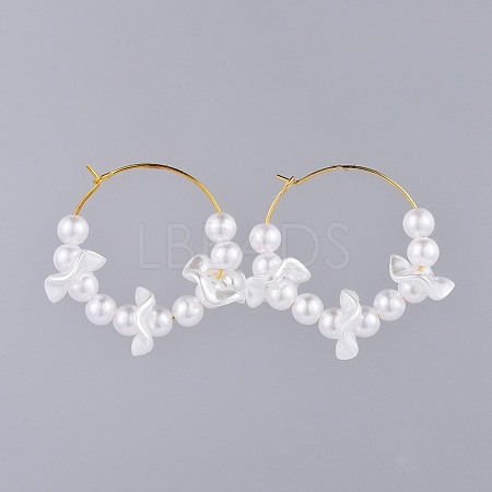 Acrylic Imitated Pearl Hoop Earrings EJEW-JE03477-1