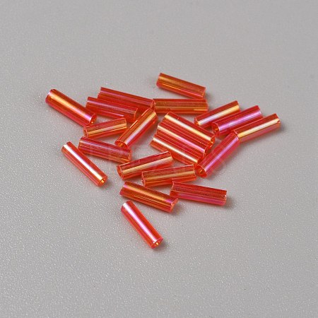 300Pcs Transparent Glass Round Bugle Beads GLAA-WH0015-74F-1