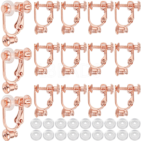 24Pcs Brass Screw On Clip-on Earring Findings KK-SP0001-20RG-1