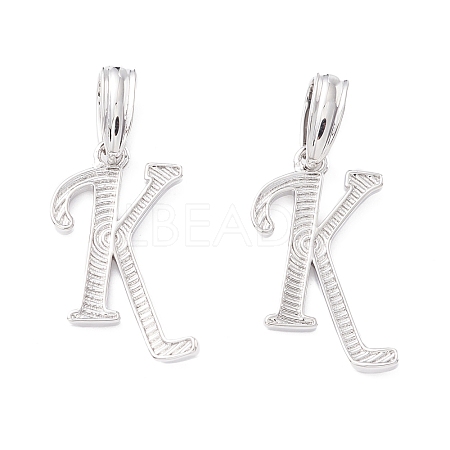 Rack Plating Eco-Friendly Brass Letter Pendants KK-K265-02P-K-1