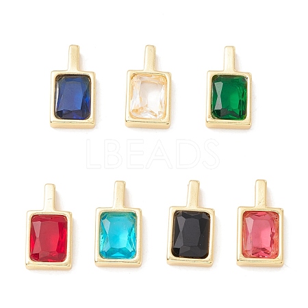 Brass Micro Pave Cubic Zirconia Charms ZIRC-C034-04G-1