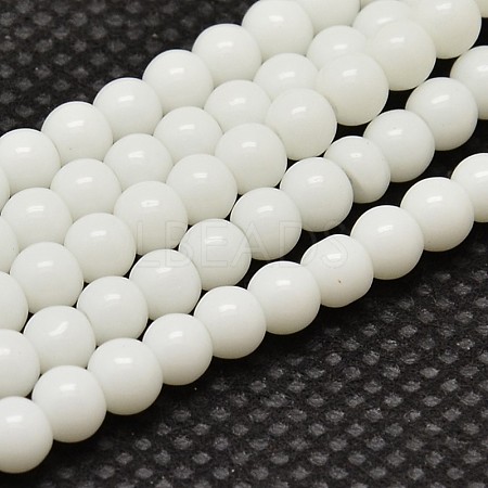 Opaque Solid Color Glass Round Beads Strands X-GLAA-F032-8mm-01-1