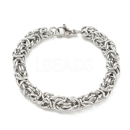 Non-Tarnish 304 Stainless Steel Byzantine Chain Bracelet BJEW-C042-04P-1