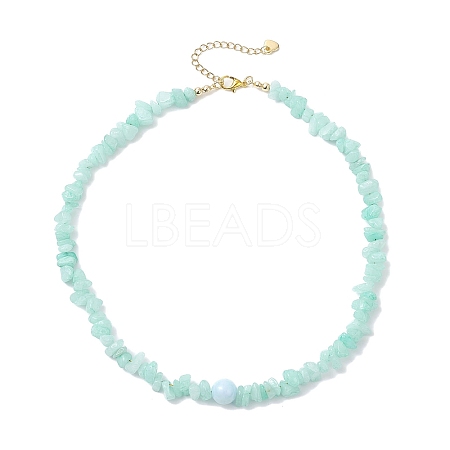 Dyed Natural White Jade Chip Beaded Necklaces NJEW-JN05508-1