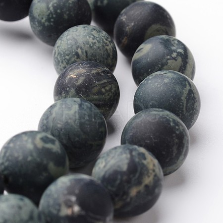 Frosted Round Natural Kambaba Jasper Bead Strands G-J346-30-10mm-1