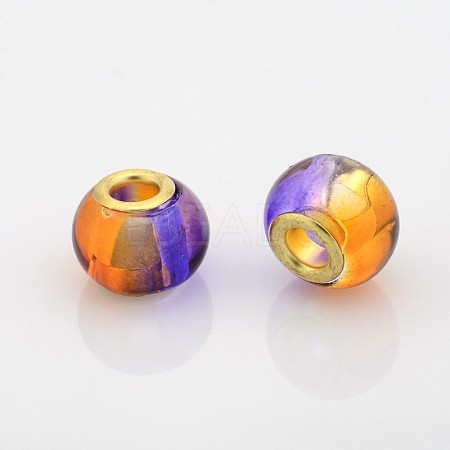 Two Tone Glass European Beads GPDL-J008-04G-1