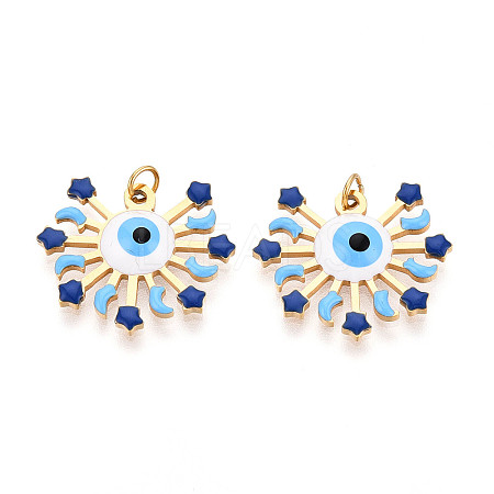 304 Stainless Steel Enamel Pendants STAS-N115-19B-G-1