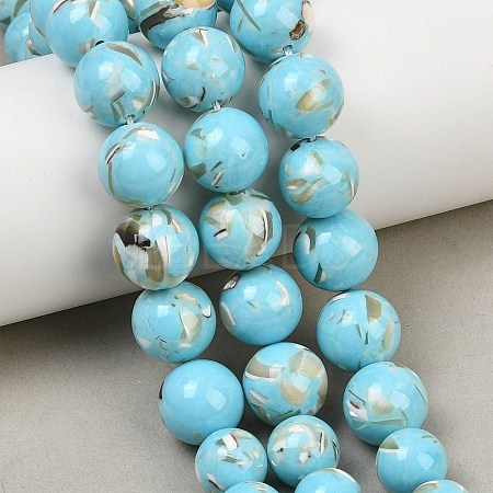 Synthetic Turquoise and Sea Shell Assembled Graduated Beads Strands GG-CBA2AE1-A07-D-1