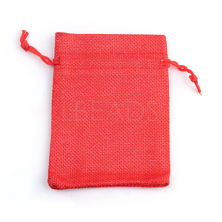 Polyester Imitation Burlap Packing Pouches Drawstring Bags X-ABAG-R005-14x10-18-1