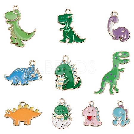 10Pcs 10 Styles Alloy Enamel Pendants ENAM-YW0003-25-1