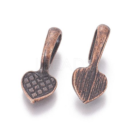 Tibetan Style Alloy Heart Glue-on Flat Pad Pendant Bails TIBEP-21438-R-NR-1