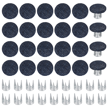 24 Bags Flat Round Cloth Cap Nail Buttons BUTT-BC0001-21F-1