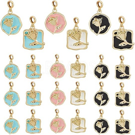 4 Sets Flower Alloy Enamel European Dangle Charms Sets PALLOY-AR0001-35-1